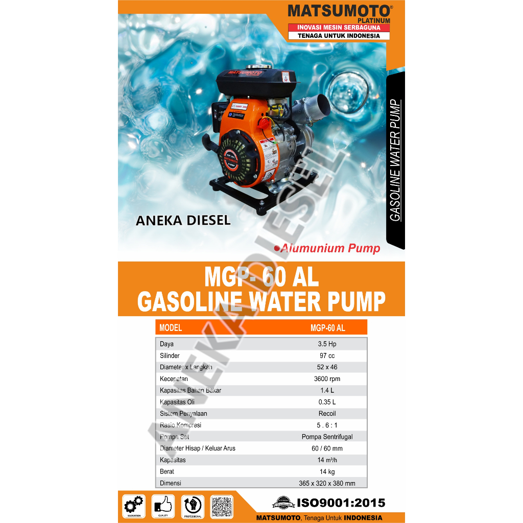 Mesin Pompa Air Bensin MATSUMOTO MGP 60AL Gasoline Water Pump  MATSUMOTO MGP 60AL MATSUMOTO