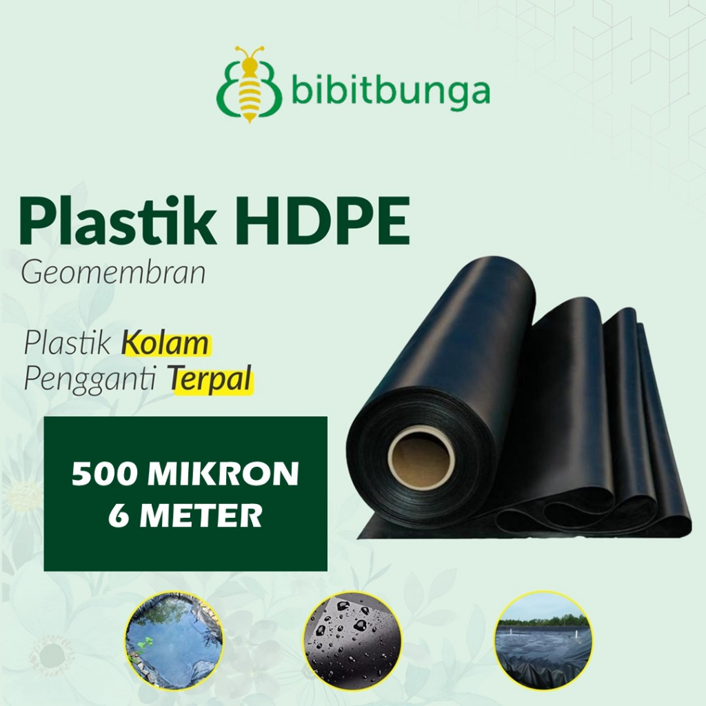 Geomembrane Geomembran Tebal 0.50 mm Plastik HDPE 500 micron Lebar 6 M