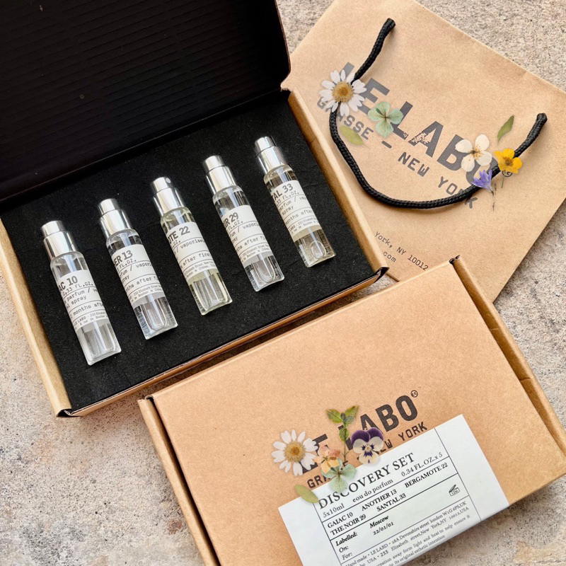 LE LABO PERFUME SET - PARFUM GAIAC ANOTHER SANTAL BERGAMOTE THE NOIR MINIATURE Vial Sample Discovery Gift set Kado