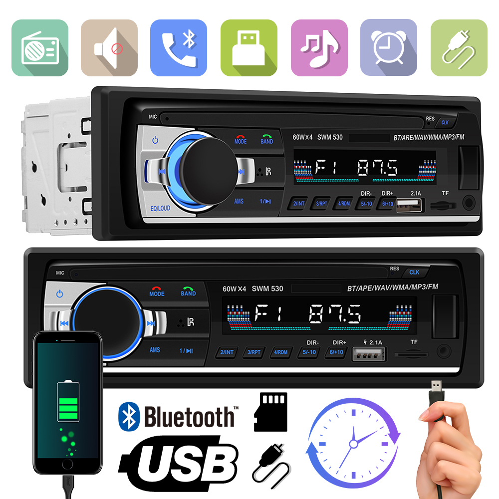 Tape mobil bluetooth /tape jvc mobil /tep mobil usb bluetooth terbaru /Bluetooth MP3 Player FM Audio Stereo Penerima Musik USB/SD In Dash Input AUX