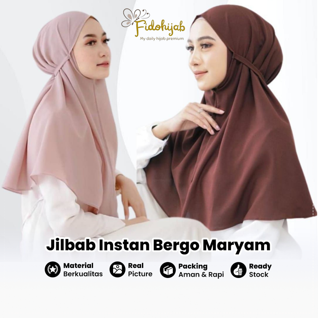 Jilbab Instan Bergo Maryam Tali Polos Non Ped 73 Cm Free Pouch Exclusive Diamond Italiano Bentuk Ova