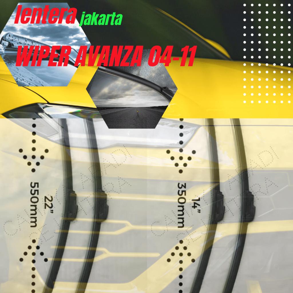 wiper blade Wiper Frameless Full Karet Toyota Avanza 2004-2007 uk. 22"-14"