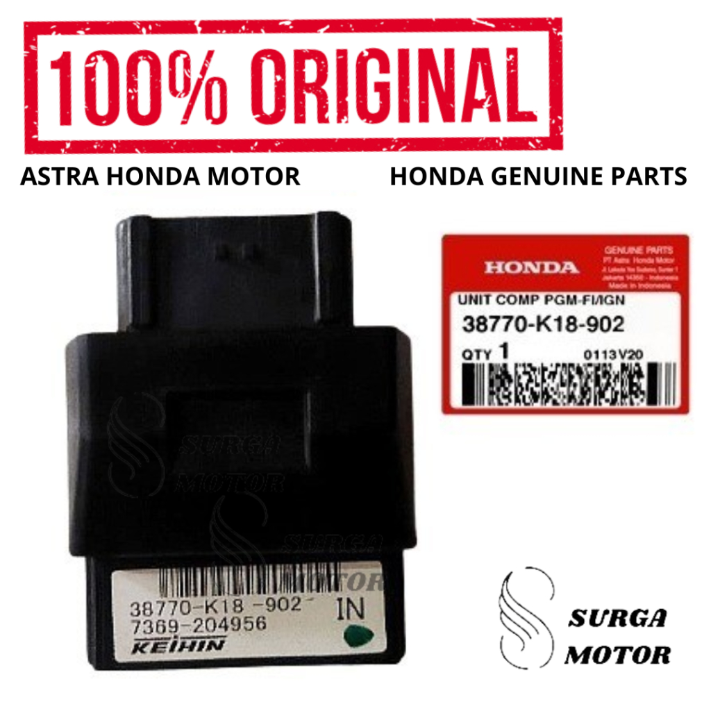 CDI Ecu Ecm PGM-FI Unit Comp Verza 150 FI Injeksi PGM IGN Versa Original Honda AHM 38770-K18-902 Eng