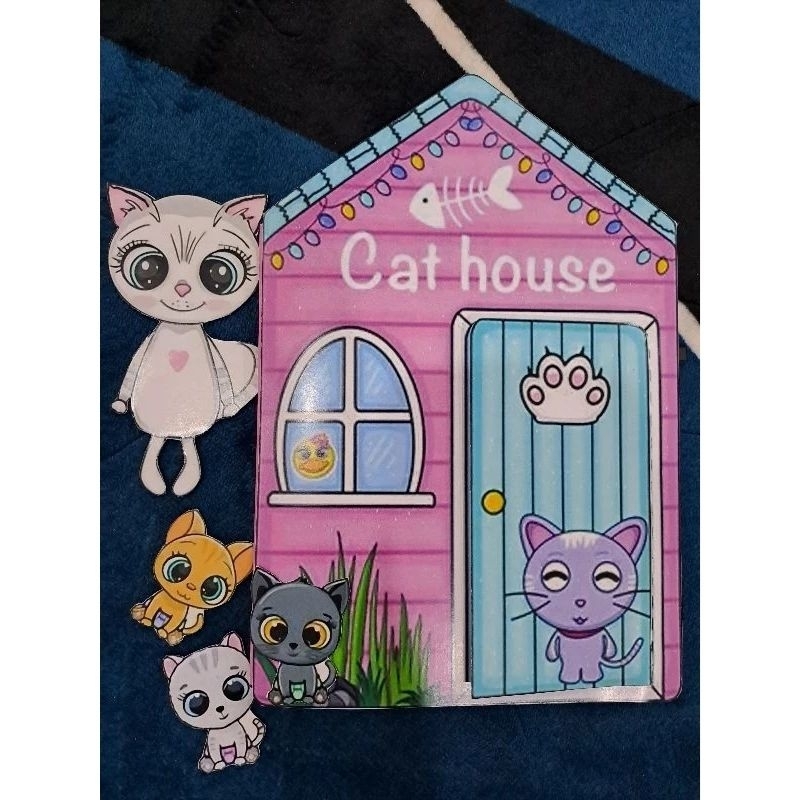 Quiet Book Paper Doll Cat House Mainan Edukatif Anak