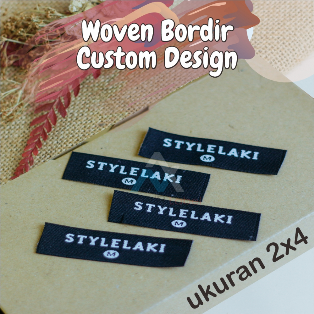 

2X4 CM Woven damask / woven bordir , label rajut, label bordir, label pakaian / label hijab / cap / merk