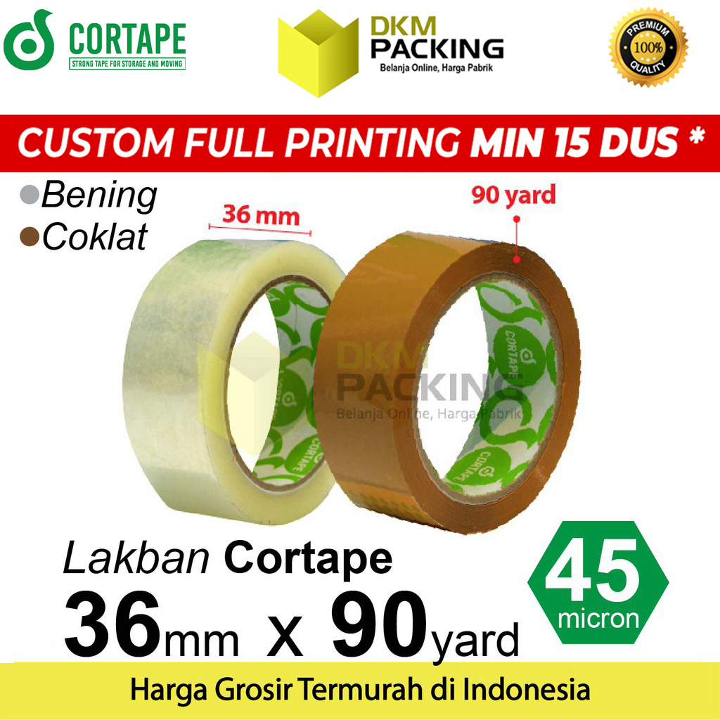 

Lakban 36mm x 90yard CORTAPE Plakban Isolasi OPP TAPE PREMIUM TERMURAH /SATUAN
