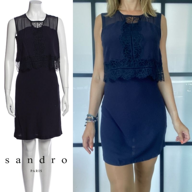Sandro Paris Lace Overlay Sheath Dress