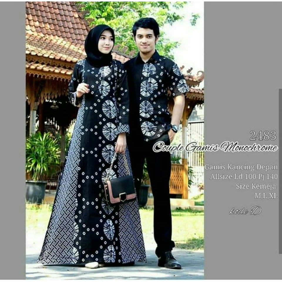 COUPLE 2483 Gamis  Couple Pasangan Batik Modern Kekinian Baju Muslim Couple Keluarga Mewah Couple Pasangan Kondangan Lebaran Seragam Keluarga Bisa COD Ada Jumbo