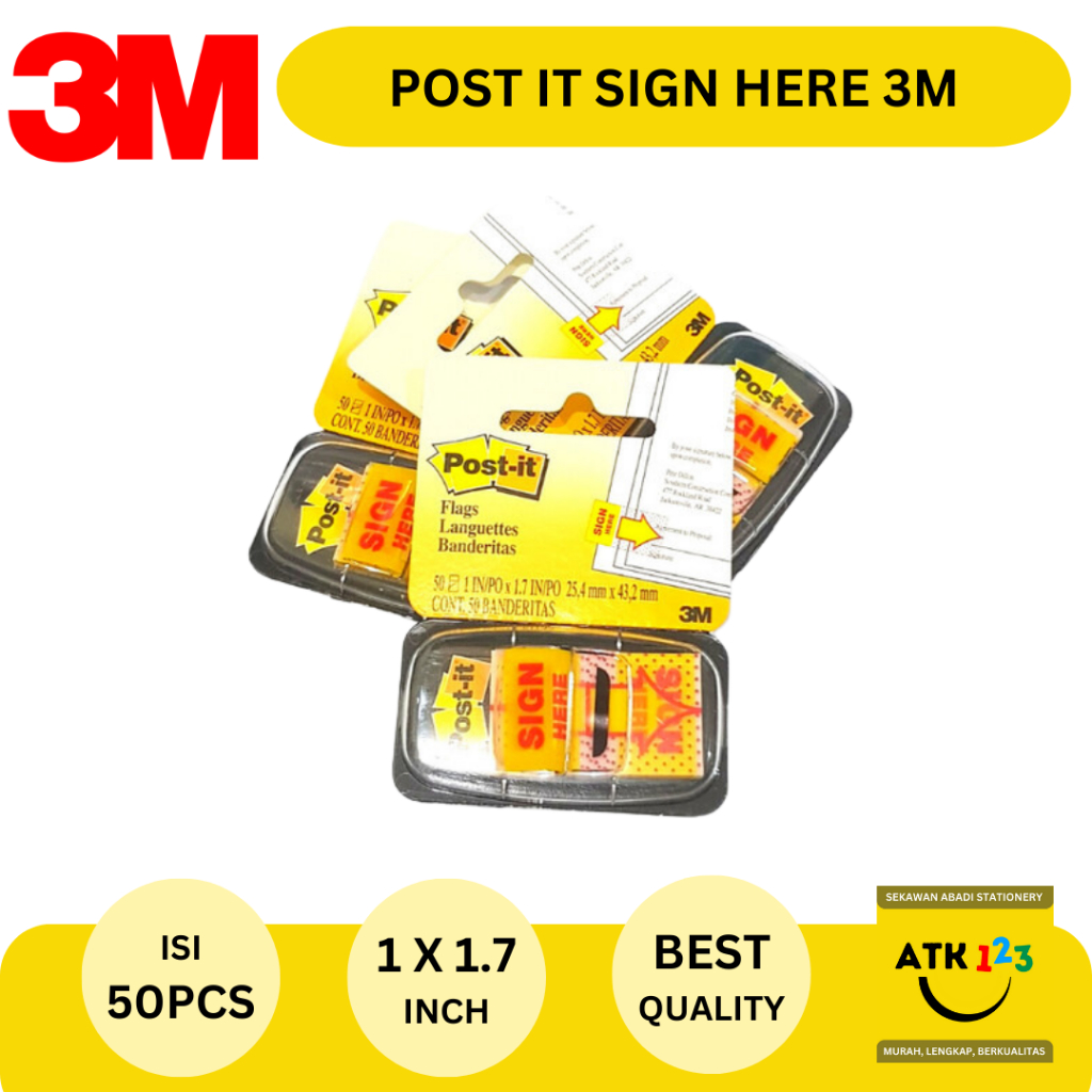 

Post It / Sticky Note / Sign Here Merk 3M Plastik 680-9