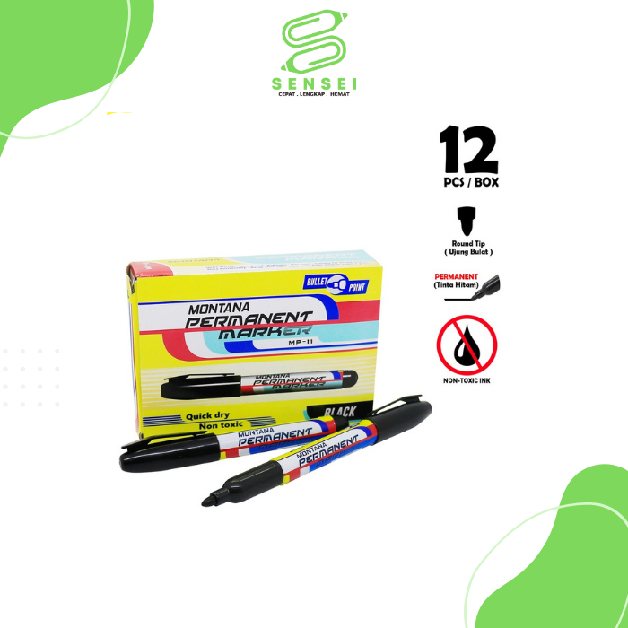 

1 Pcs Spidol Permanent Hitam / Permanent Marker MONTANA (MP-11) Retail