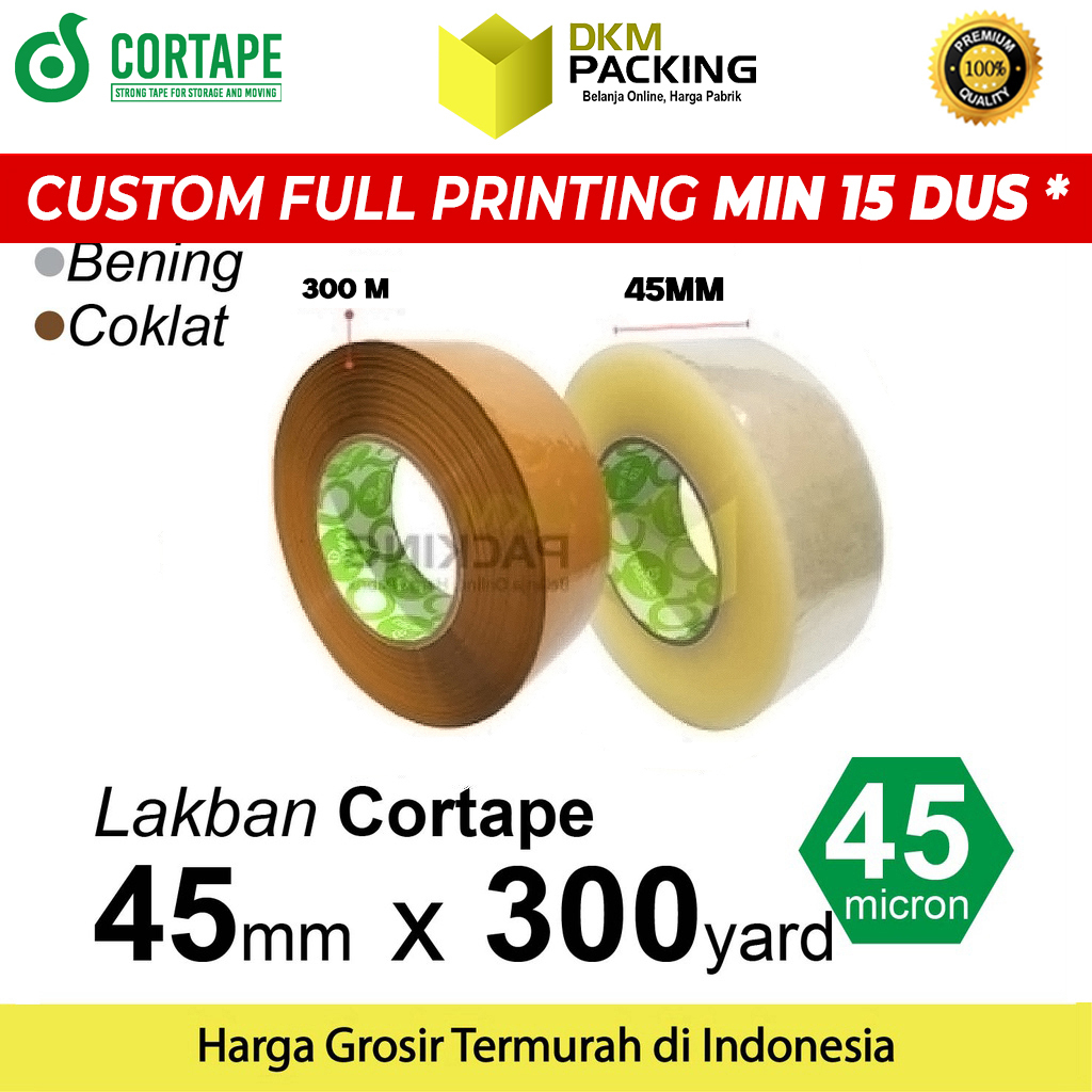 

Lakban 45mm x 300yard JUMBO CORTAPE Plakban Isolasi TAPE TERMURAH / SATUAN