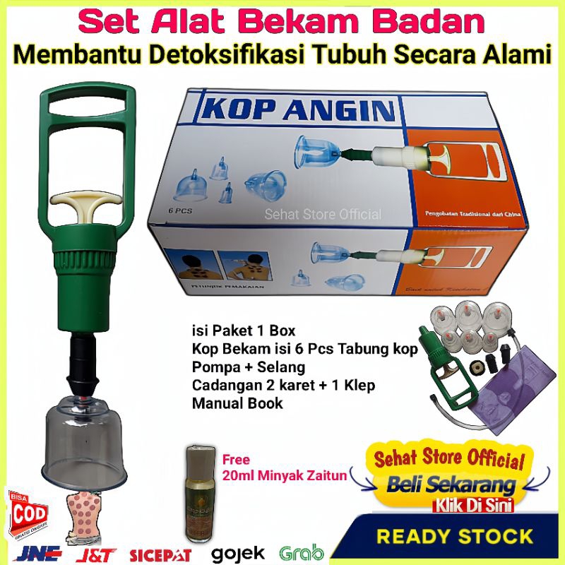 Kop Angin Alat Bekam Kesehatan Praktis isi 6 Pcs Tabung Plus Selang Kop Angin Lengkap isi 6 Cup Untu