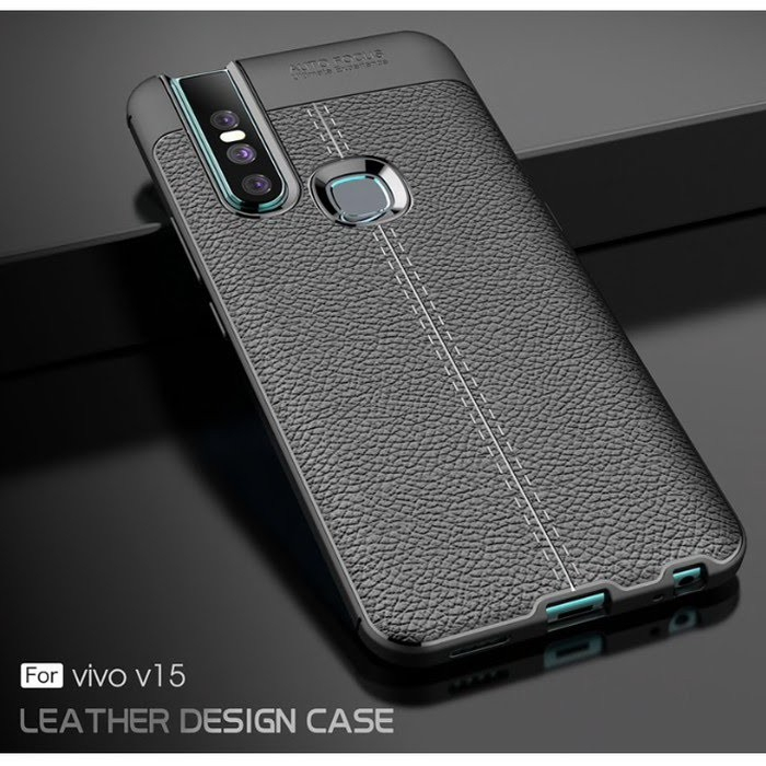 Case Vivo V15 / V15 Pro Original Autofocus Kulit Silicone Case Carbon Leather Case