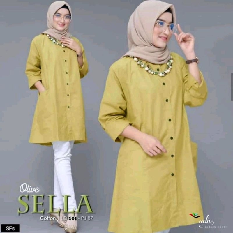 Tunik sella/Tunik kemeja/tunik bahan katun/Atasan wanita/atasan wanita panjang/tunik wanita/tunik po