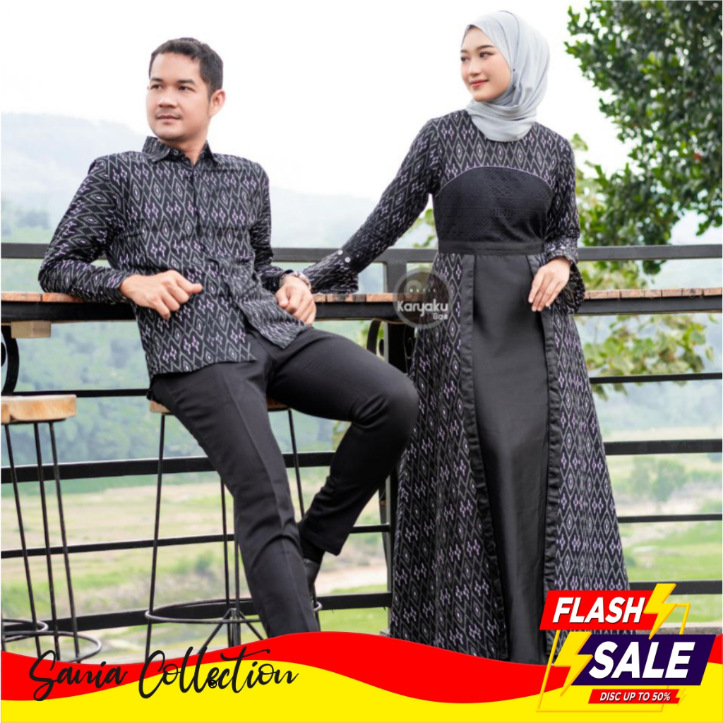 Baju Couple Pasangan Terbaru 2024 Batik Gamis Kebaya Kapel Keluarga Suami Istri Batik Kondangan