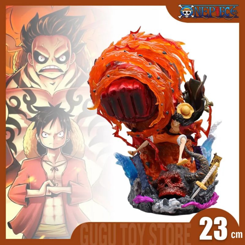 Action Figure One Piece Monkey D Luffy Gear 3 Elephant Gun Red Hawk LED Light