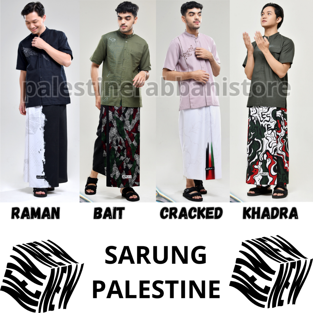 Sarung Rabbani Palestine Asli Model Terbaru Warna Putih Hitam Abu / Sarung Pria / Sarung Dewasa / Sa