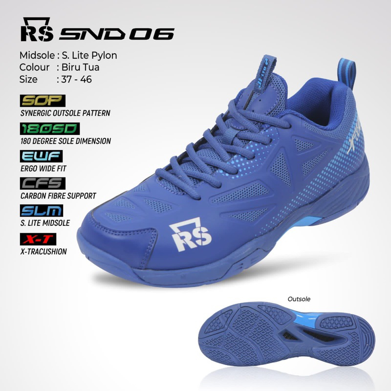 Sepatu Badminton RS SND 06 Biru Tua Original