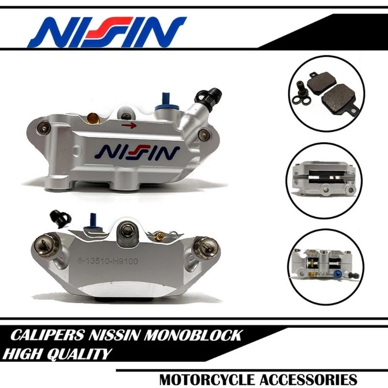 KALIPER MONOBLOK 4 PISTON FULL CNC UNIVERSAL MOTOR ORIGINAL ""MONOBLOK"" NISSIN