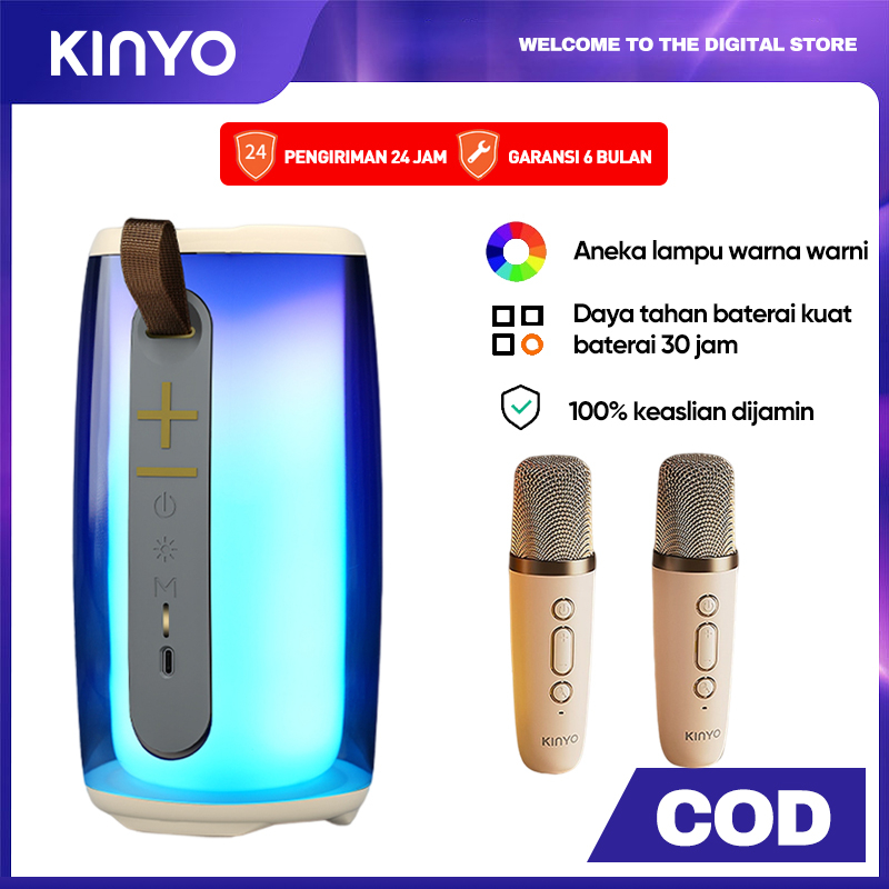 【Garansi 1 tahun】KINYO K9 Speaker Bluetooth Karaoke 2 Mic Wireless TV/Karaoke Speaker Bluetooth Soun