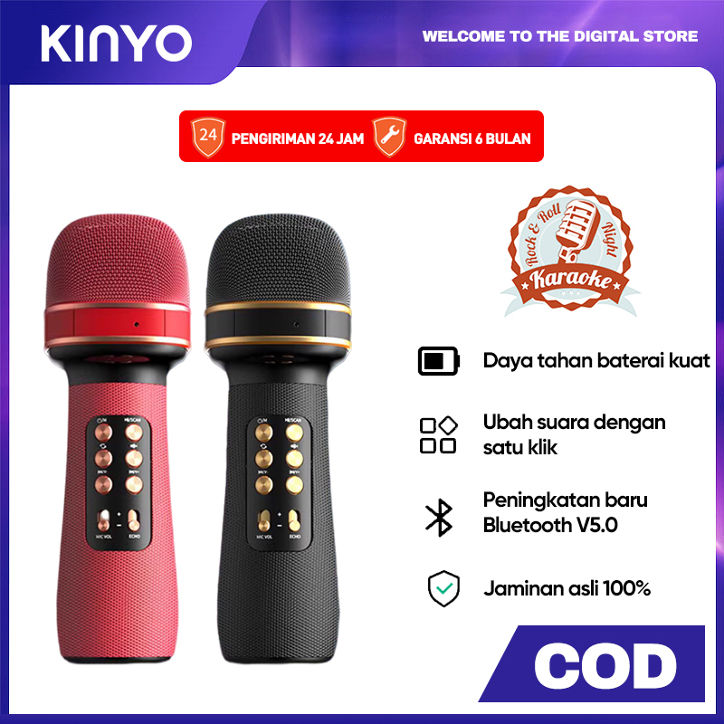 【Garansi 1 tahun】2023 baru KINYO 898 Mikrofon Bluetooth nirkabel,mic wireless, speaker mikrofon, Blu