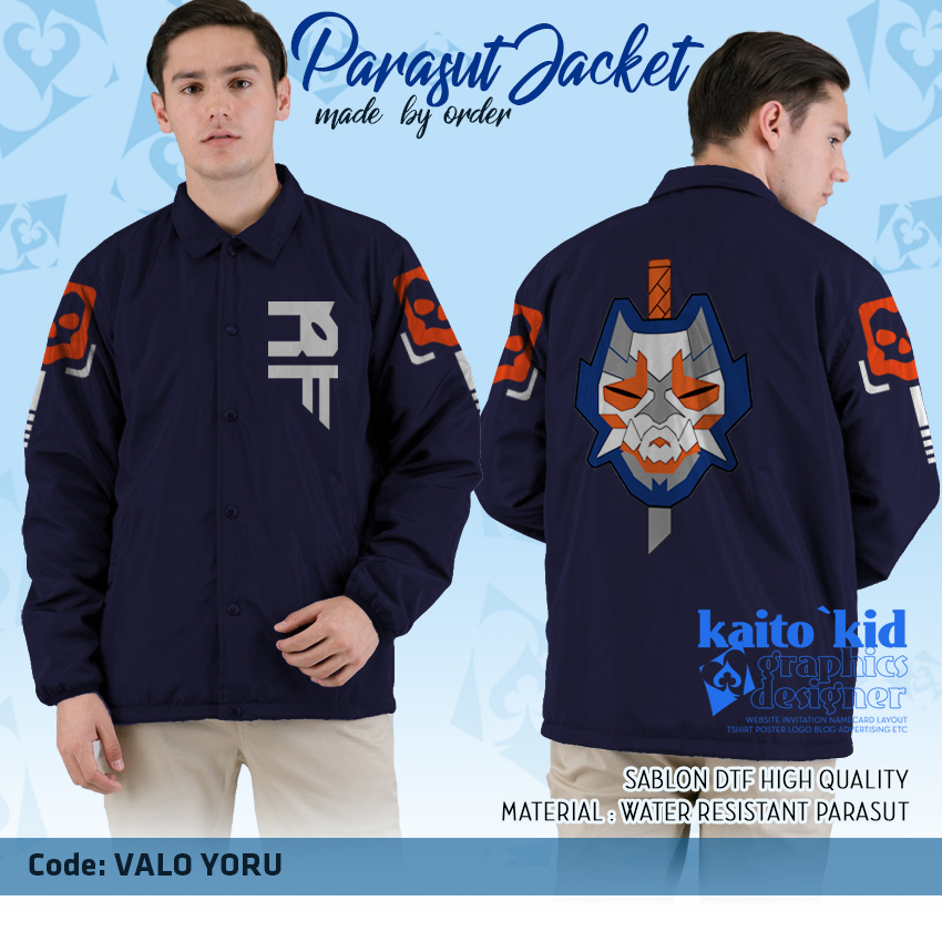 Jaket YORU VALORANT versi Coach Jacket bisa custom bebas