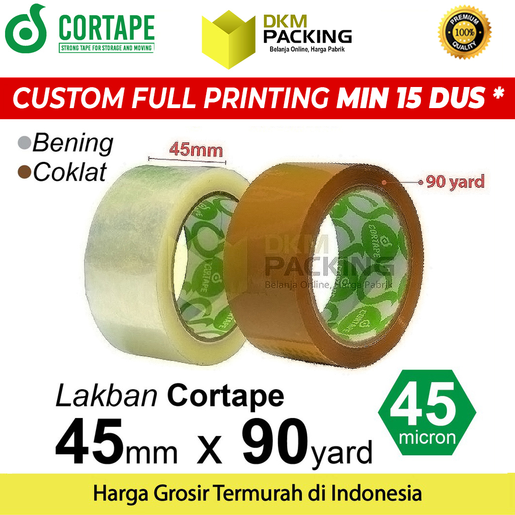 

Lakban 45mm x 90yard CORTAPE Plakban Isolasi PREMIUM TERMURAH / SATUAN