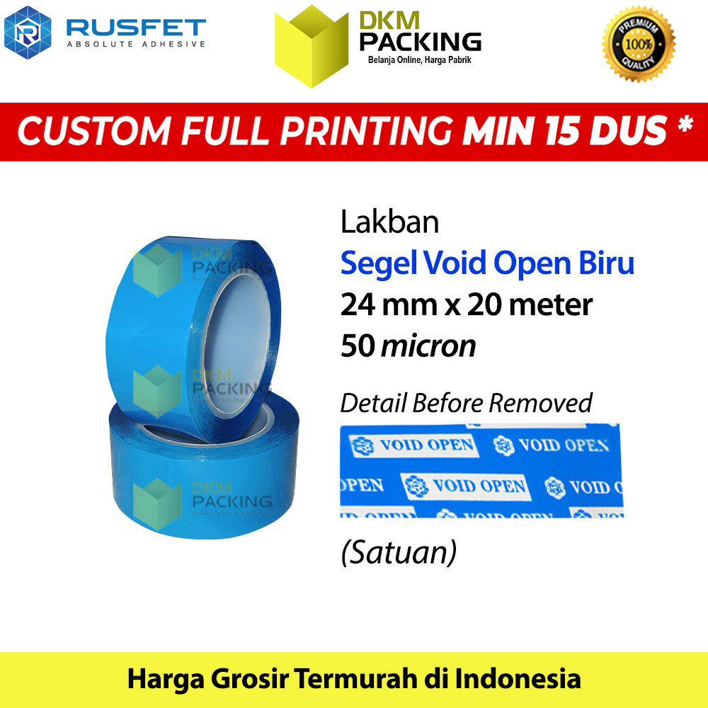 

LAKBAN SECURITY OPEN SEGEL VOID TAPE SELOTIP ISOLASI RUSFET PREMIUM / SATUAN