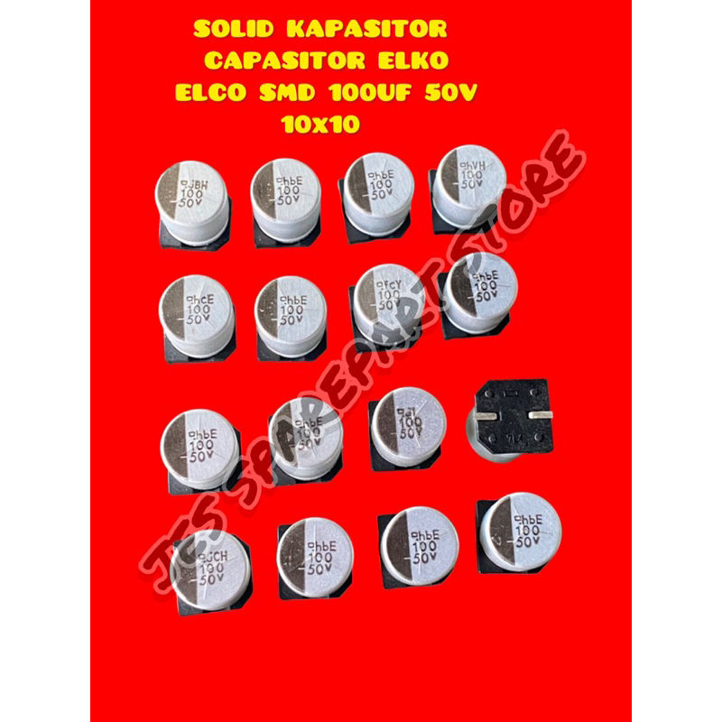 SOLID KAPASITOR  CAPASITOR ELKO  ELCO SMD 100UF 50V  10x10