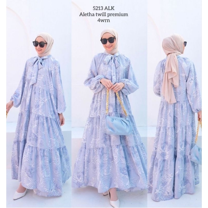 Gamis Wanita Erika bahan satin motif | Gamis satin murah