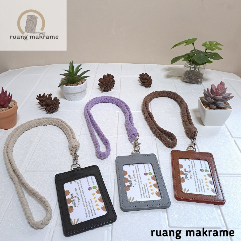 

makrame lanyard tali id card tali name tag tali kokarde ID card holder macrame holder gantungan flashdisk holder kunci mobil motor