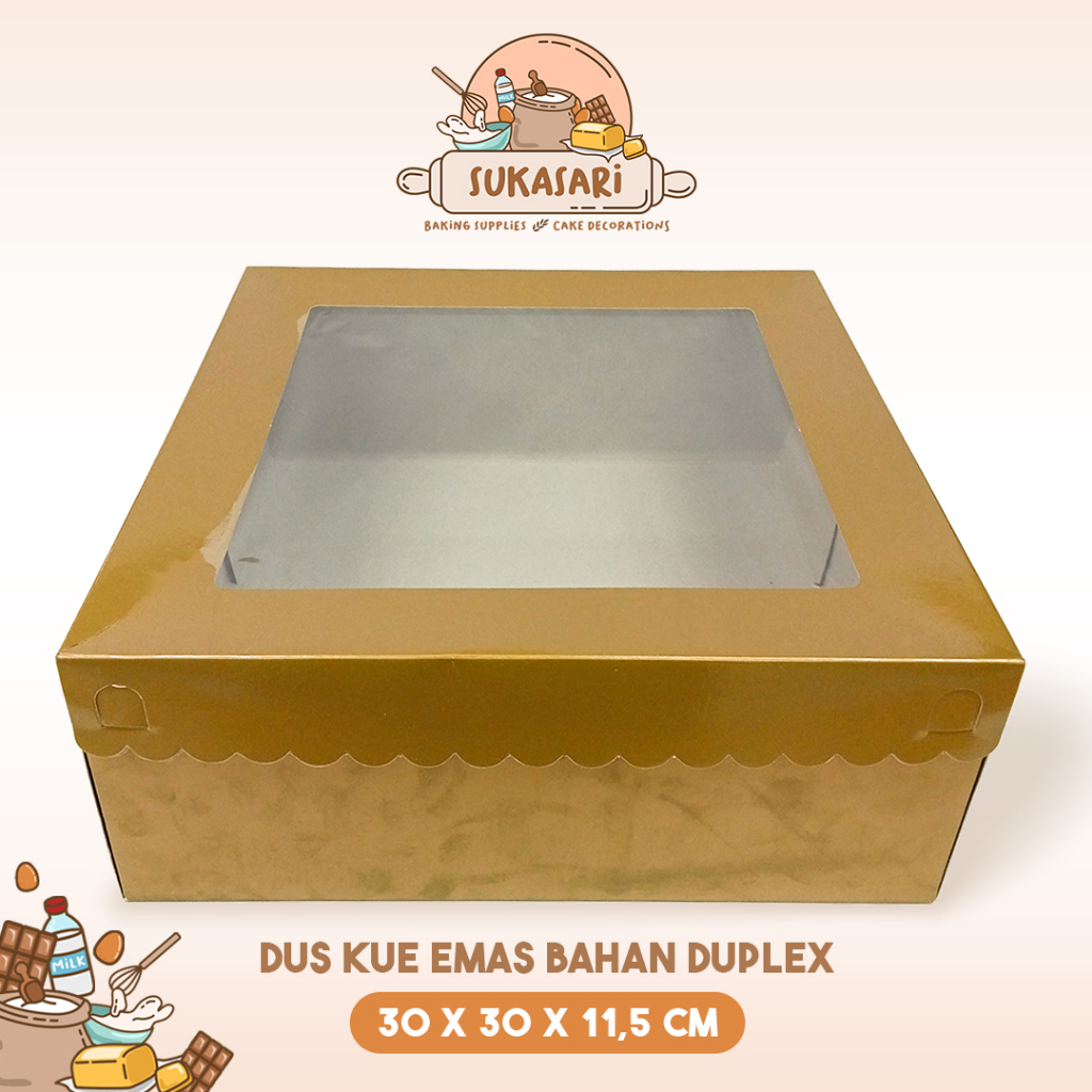 

Sukasari - Dus Cake Gold / Box Kue Duplex Mika / Kotak Kue Emas