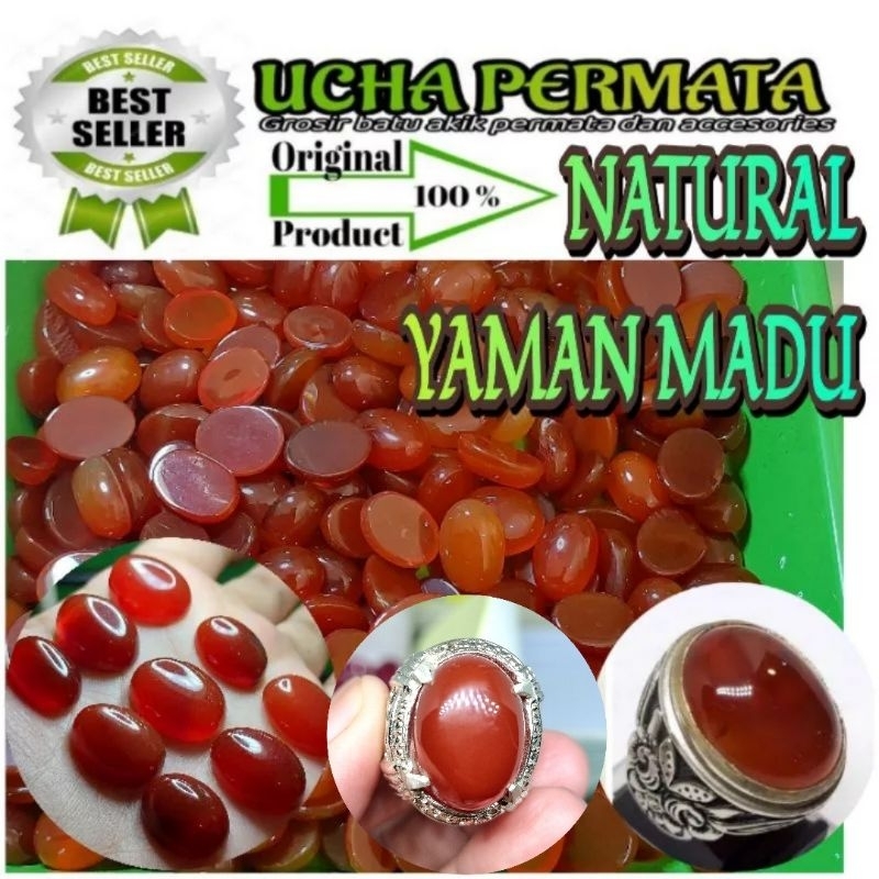 cincin batu akik yaman madu / yaman redish