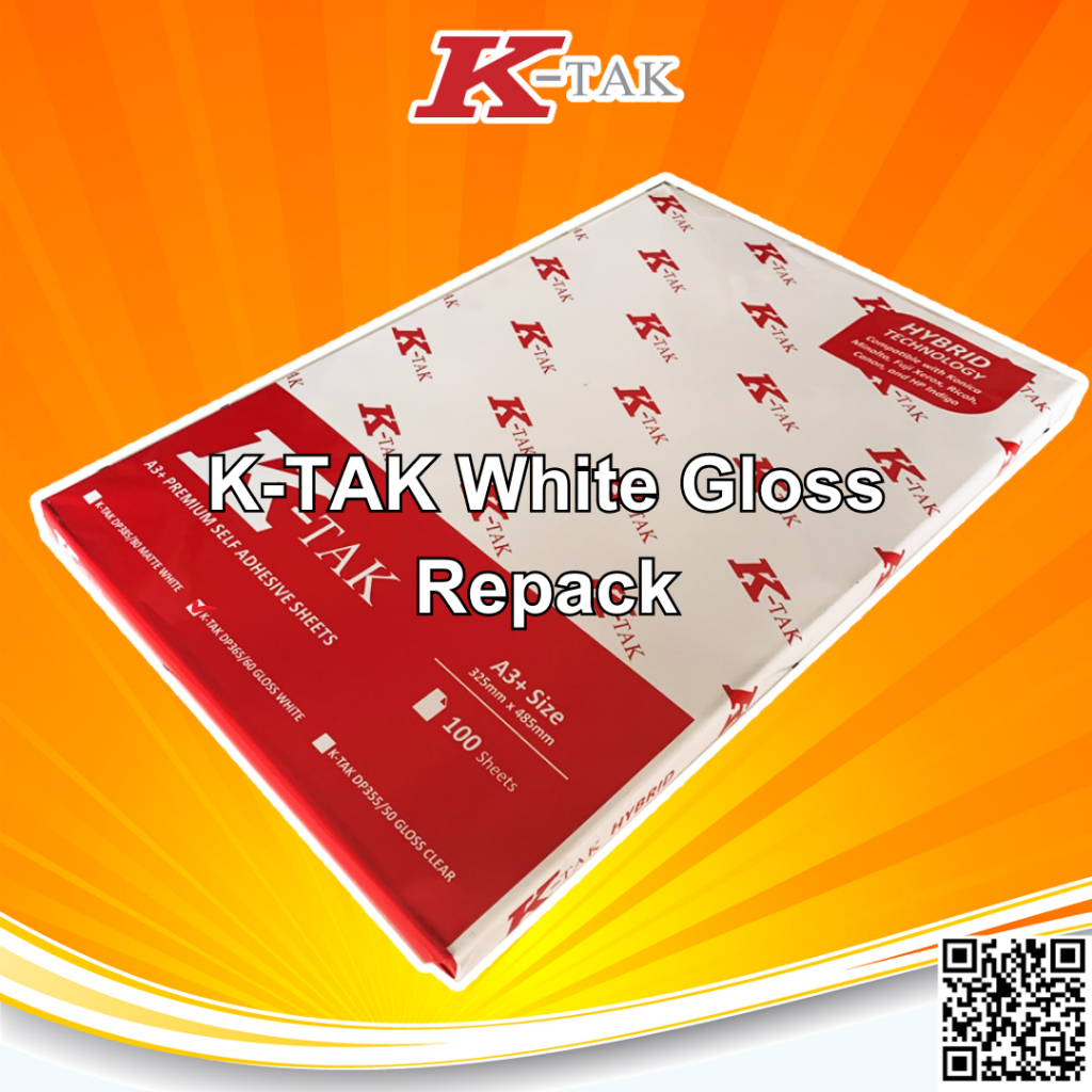 

Ktak Sticker Vinyl A3+ PP Film K-Tak Hybrid Laser Toner dan Indigo Stiker Anti Air - Repack 25