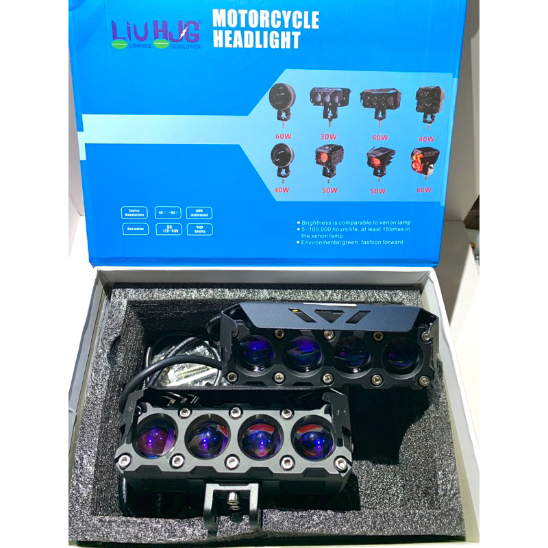 Lampu tembak Sql 4 mata Hjg 4 mata putih - kuning Bluelens minilaser 4 mata Blue lens