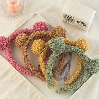 NUZ IMS Bando Kartakter Telinga Beruang Bear bulu korea kekinian Bandana bando handuk Aksesoris Rambut Import-5