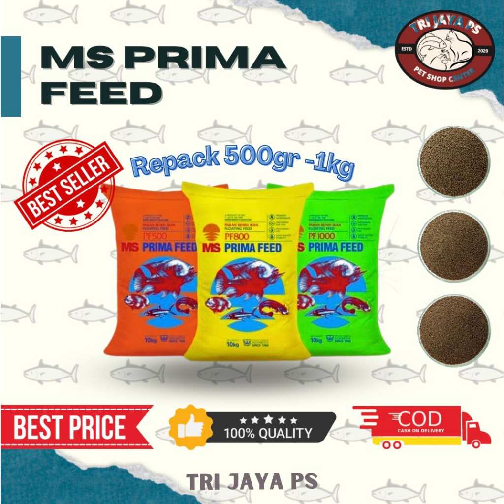 PELET PAKAN IKAN PF 500 PF 800 PF 1000 PF 0 PF200 repack 1kg PRIMA FEED pelet benih ikan seed fish f