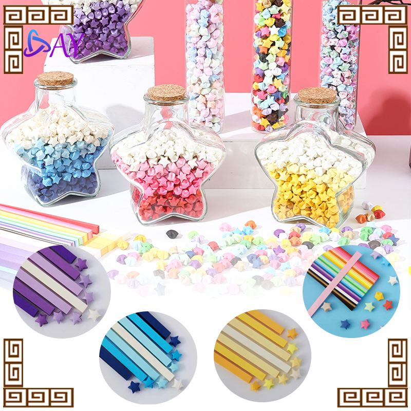 

540pcs Lucky Star Kertas/Origami bintang/Kerajinan Tangan Origami/ Kertas Strip Quilling Paper Gradient Color/lucky star craft handmade