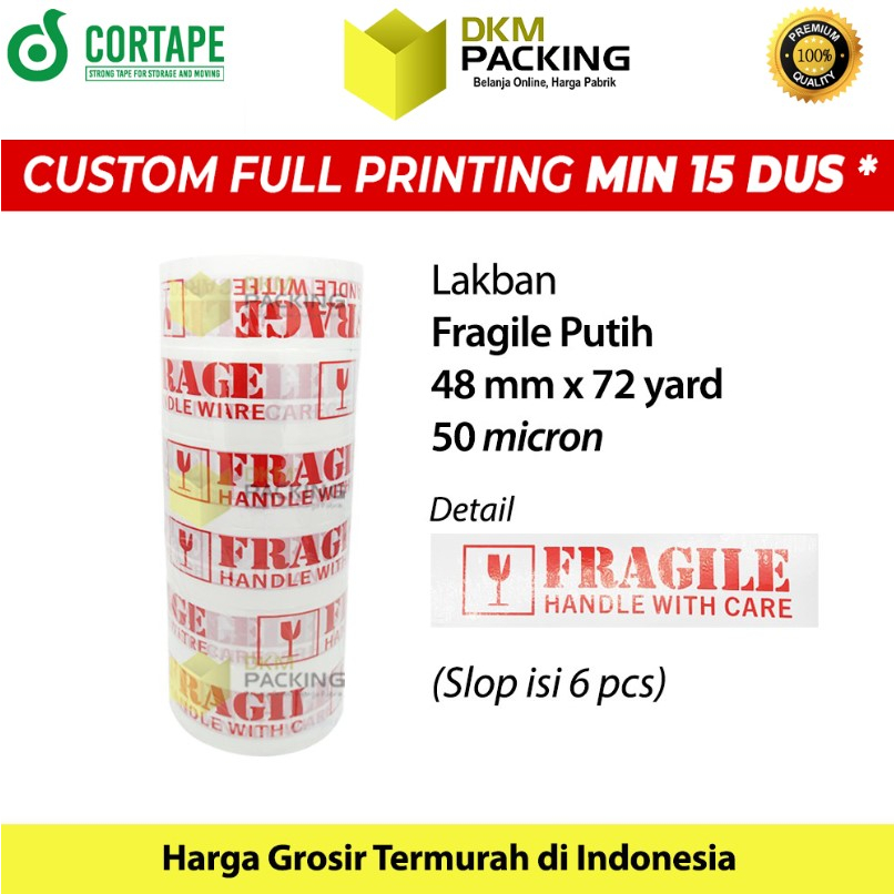 

Lakban FRAGILE Putih 48mm JANGAN DIBANTING HANDLE WITH CARE Plakban Isolasi PREMIUM TERMURAH /SELOP