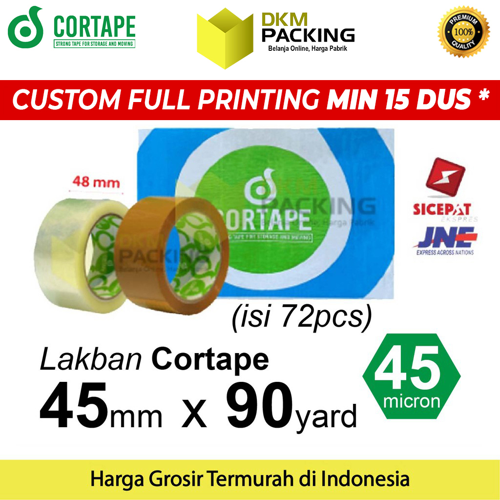 

Lakban 45mm x 90yard CORTAPE Plakban Isolasi OPP TAPE Lakban PREMIUM TERMURAH KARGO / DUS