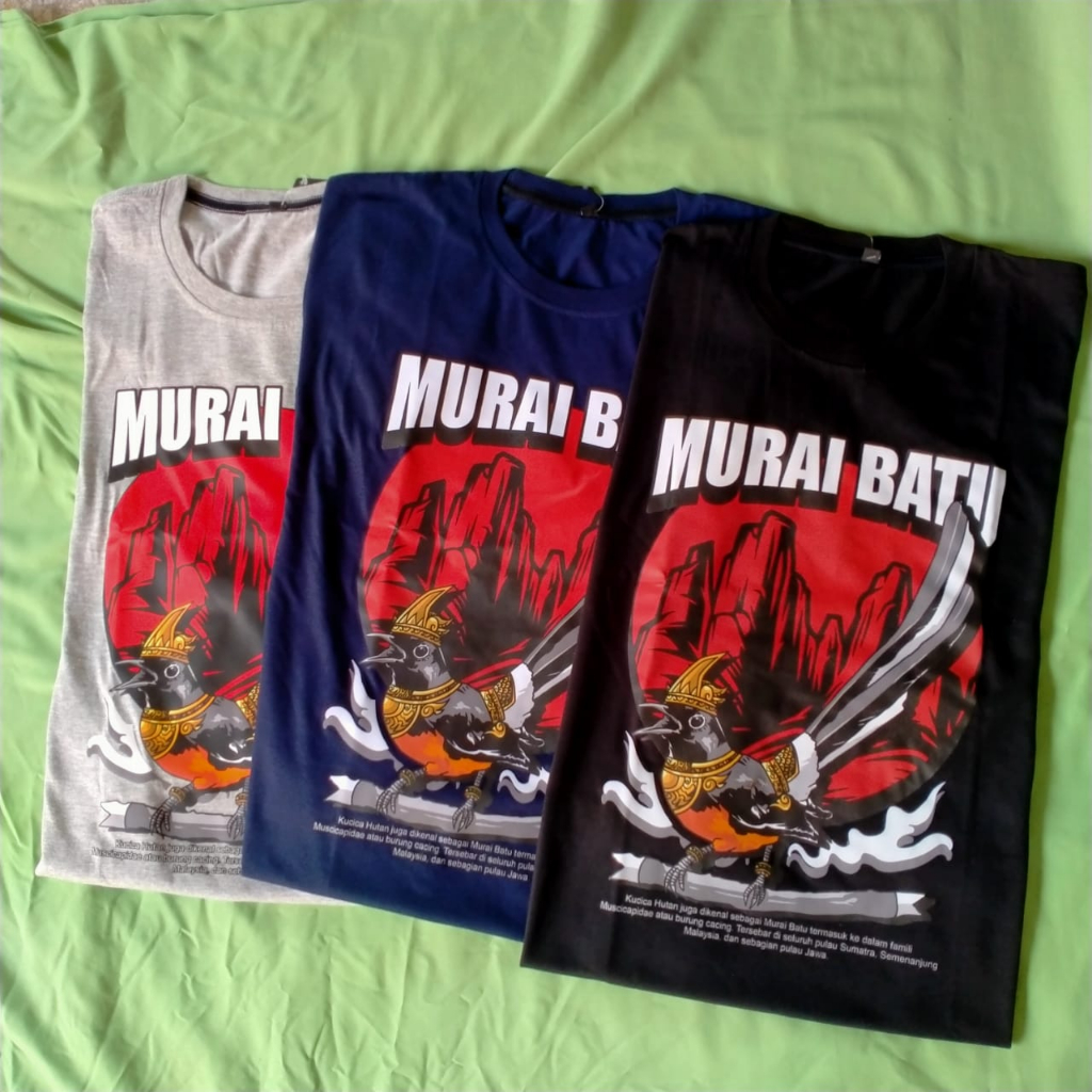 Kaos Pria Wanita all size bergambar Katun Combet 30s&quot;murai batu&quot;