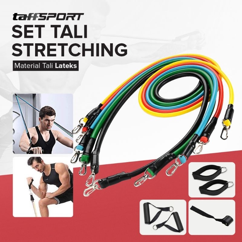 RESITANCE BAND FULL SET GYM FITNESS TALI OLAHRAGA TALI KARET GYM STRETCHING