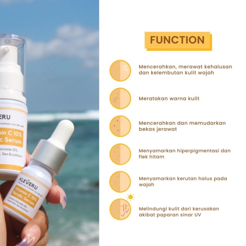 KLEVERU Vit C 10% Ferulic Serum - Serum muka - perawatan muka - perawatan kulit - skincare
