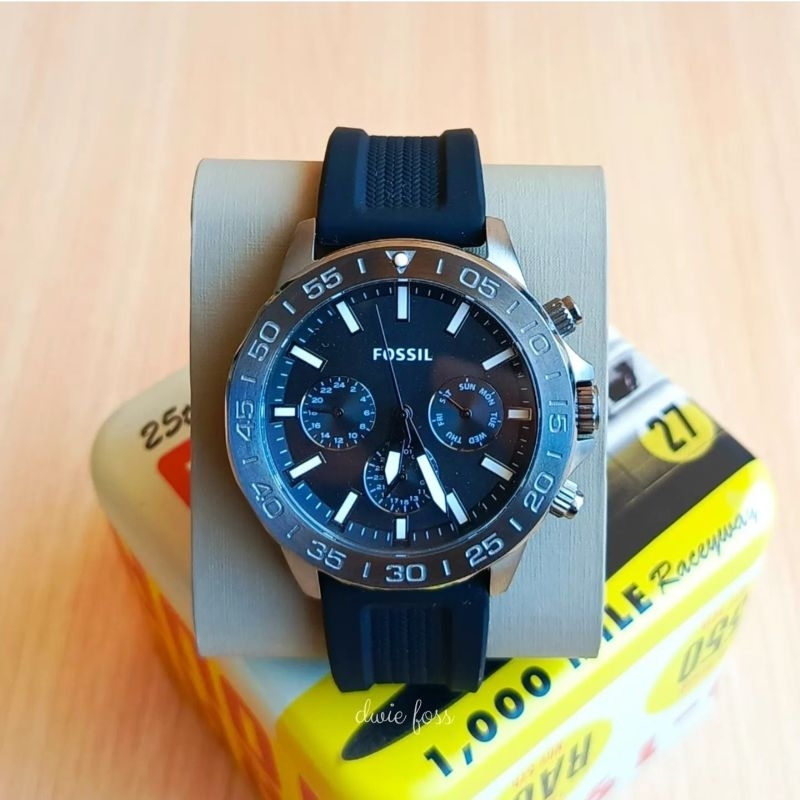 Jam F0ssil Bannon Chrono Black Silicone Watch BQ2711 Original