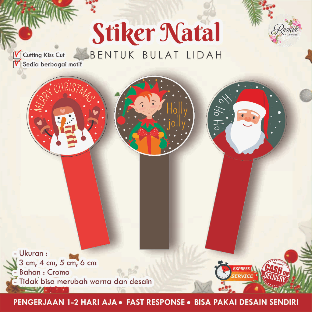 

[68 pcs] Stiker Natal cromo / Xmas / Christmas lidah / stiker segel / seal