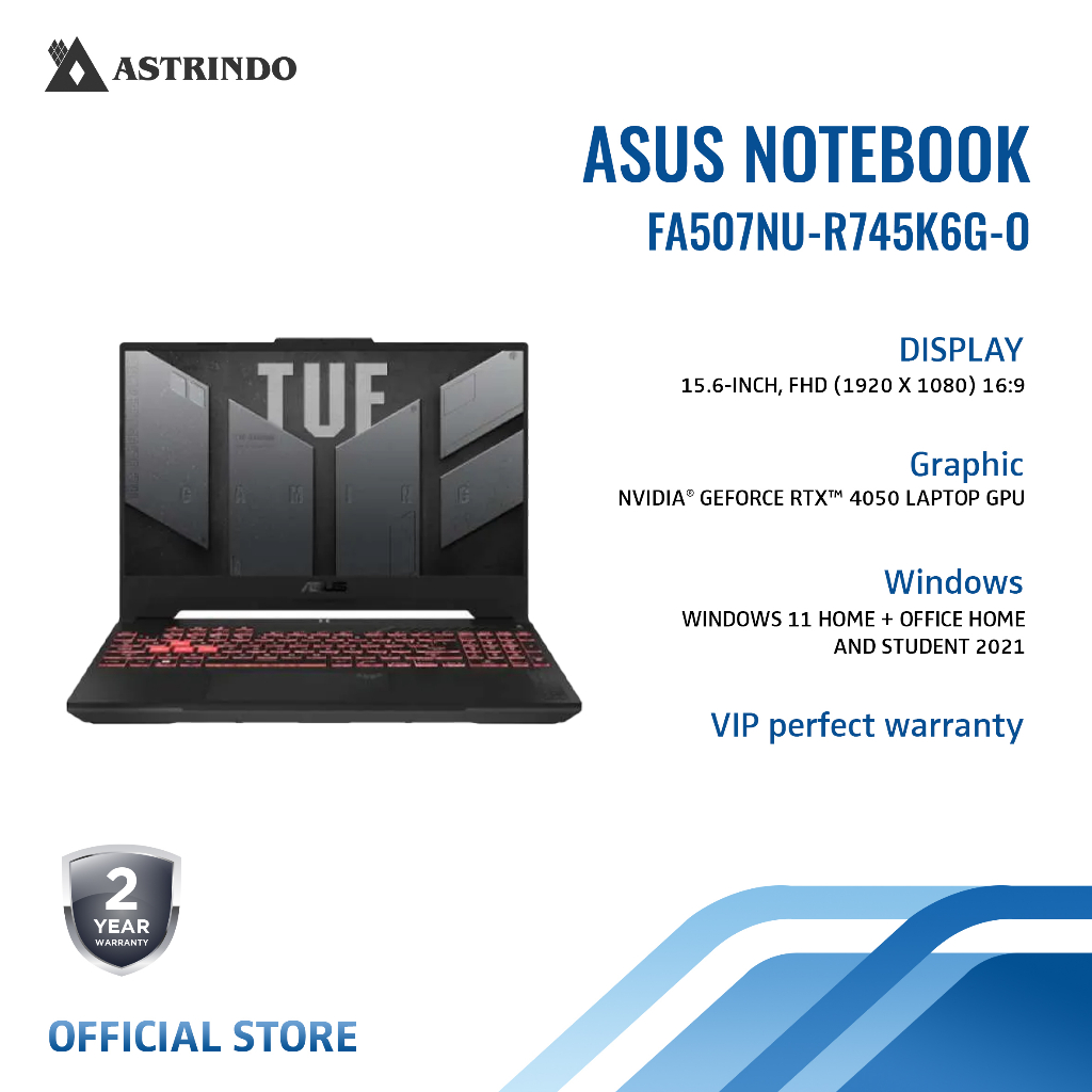 Asus Laptop Gaming TUF 15.6"/R7-7735HS/512GB/WIN11 - FA507NU-R745K6G-O