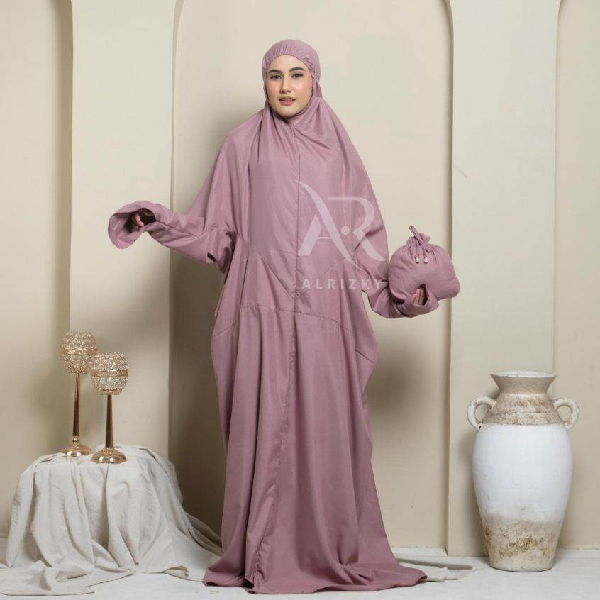 ALRIZKY - Mukena Terusan Traveling Fiora Katun Premium Polos