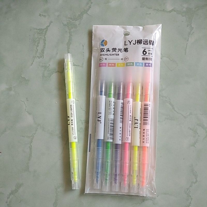 

highlighter stabilo 2 sisi isi 6pcs