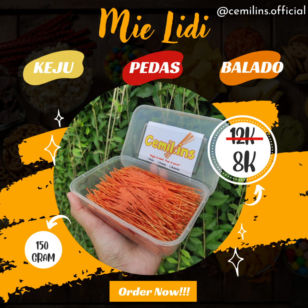 

MIE LIDI/BITING PEDAS RENYAH KEMASAN BOX MURAH 500 ML (150gr)