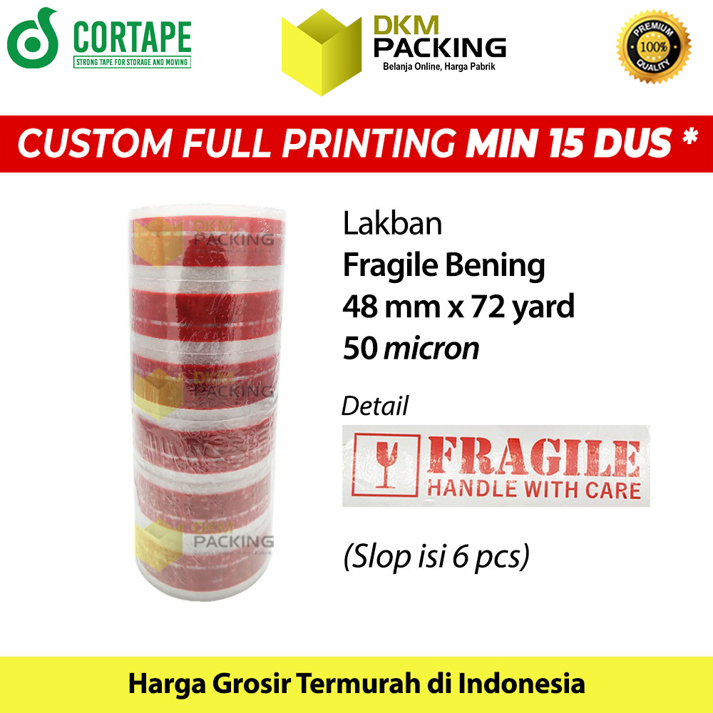 

Lakban FRAGILE Bening 48mm Plakban Isolasi PREMIUM TERMURAH / SELOP